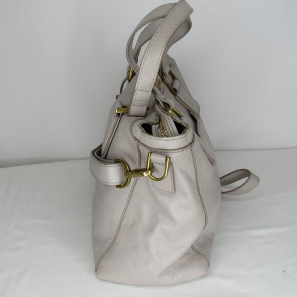 Fossil Satchel in Light Gray with Gold Accents - Picture 2 of 12